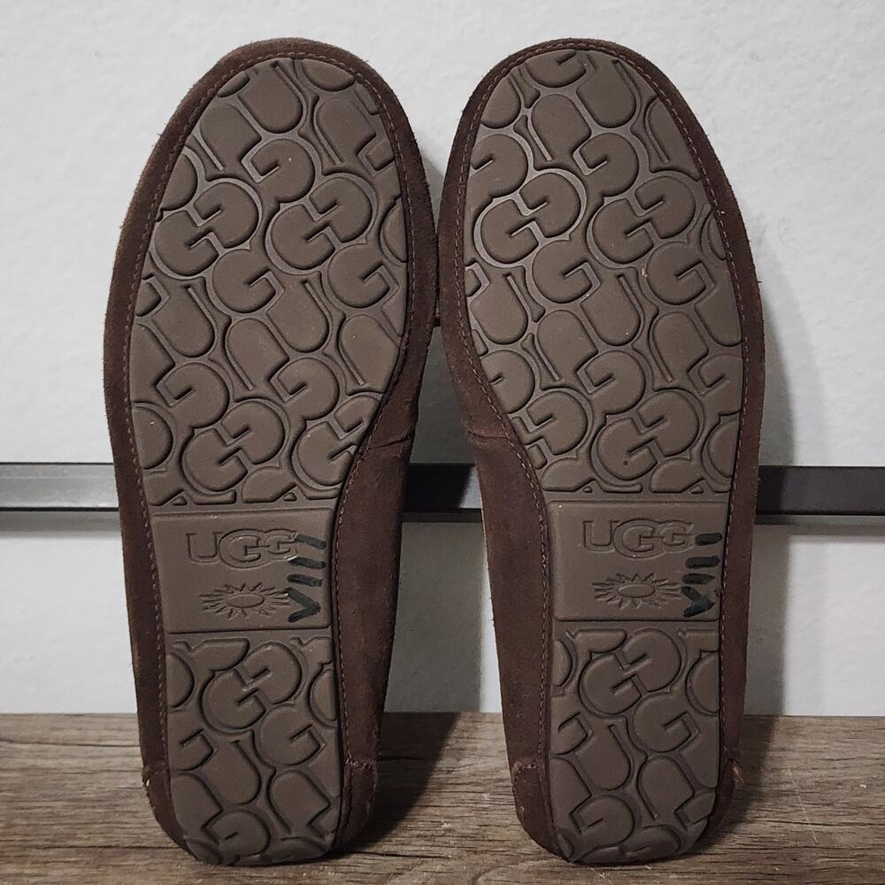 UGG Olsen Men's Suede Shearling Lined Moccasin Slippers Shoes Size 10 Brown - Picture 6 of 9